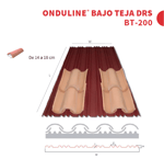 Teja cerámica curva (14 a 18 cm) sobre Onduline® Bajo Teja DRS BT-200 y aislamiento XPS en soporte de madera